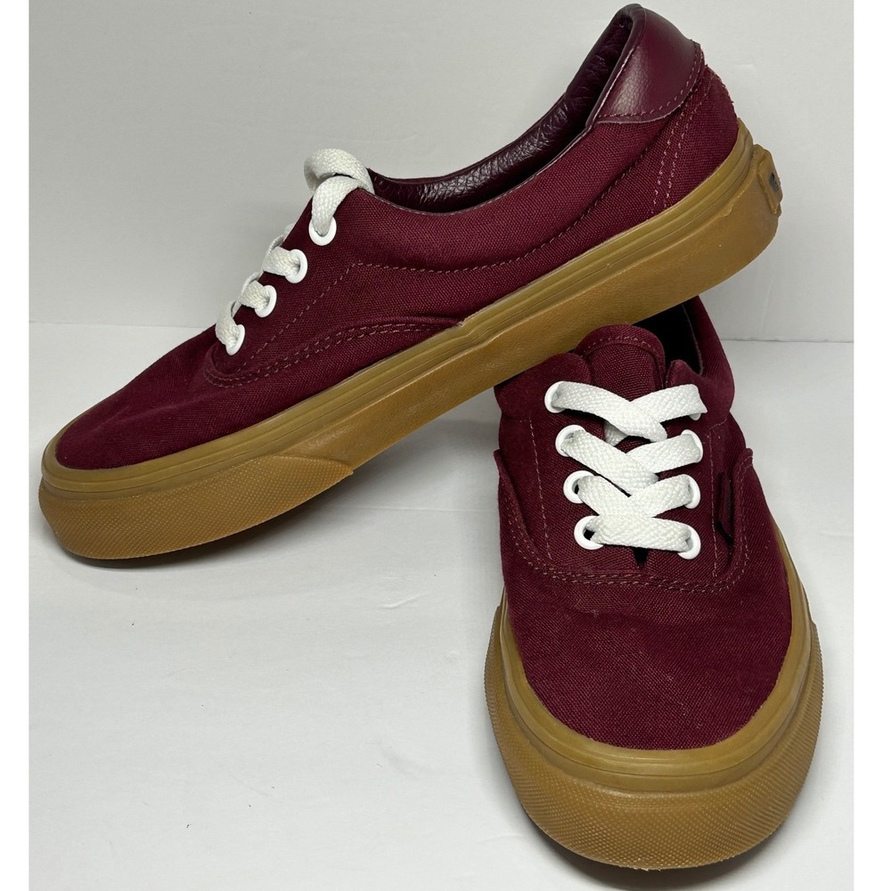 Vans Era Burgundy Canvas Gum Sole Lace Up Low Top Sneakers Women US 6 Men's 4.5